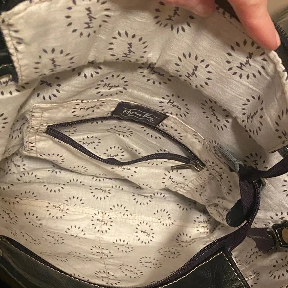 Myra Bag Black and Tan Antiquated Leather & Hairon Snake Print Bag - Picture 10 of 15